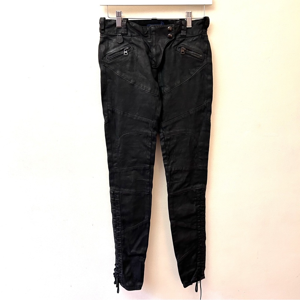Polo Ralph Lauren black coated moto jeans side 25